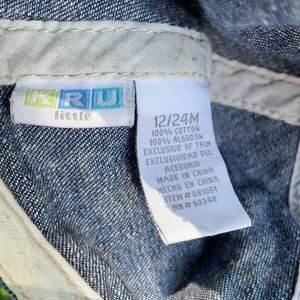 KRU Little Denim Blue Jean Football Hat 12/24M